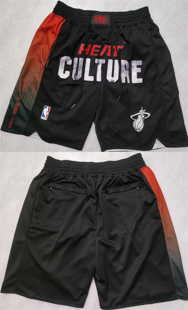Mens Miami Heat Black City Edition Shorts (Run Small)->->NBA Jersey